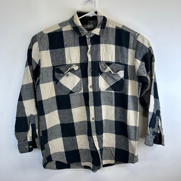 Conyon Guide Blue and Cream Plaid Flannel Button Down Shirt Mens Size Large - Picture 1 of 15